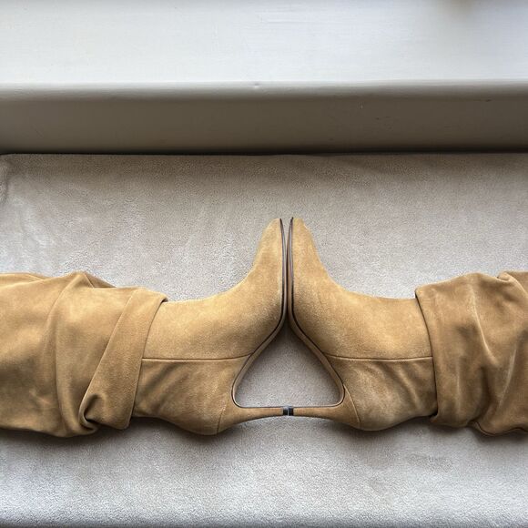 Toral Revolve Golden Tan Brown Heeled Boots Women EU 39 US 8.5 Slouchy Chic - Picture 3 of 16